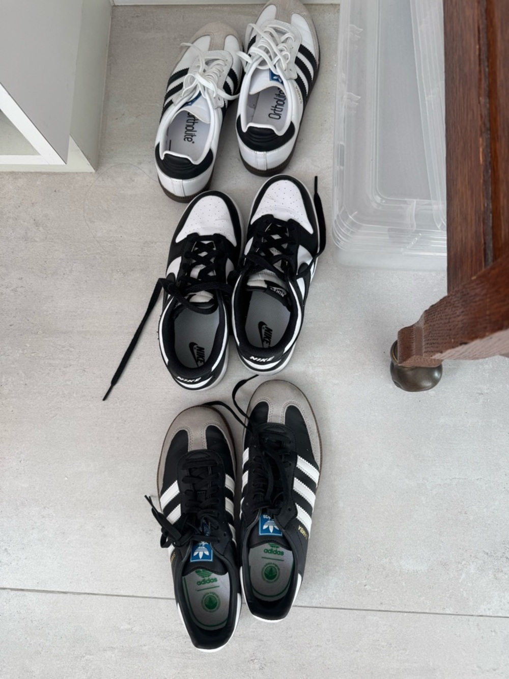 Nike Adidas Kids Black and White Low-Top Sneakers 3 pairs size 3